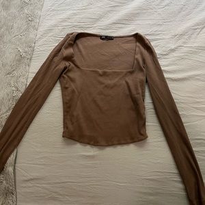 Zara tan square neck long sleeve